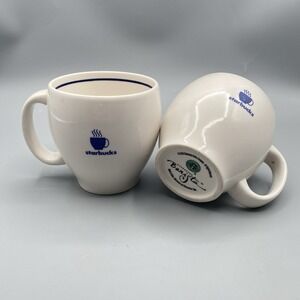 Pair‎ of 2003 Starbucks Barista Abbey Coffee Cups 12oz Mugs Ceramic Blue